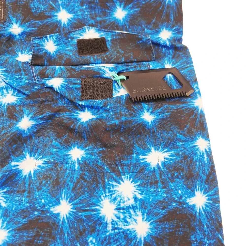 Burnside Mens Patriotic Fireworks Board Shorts Blue Red White Size 38 Pre Owned